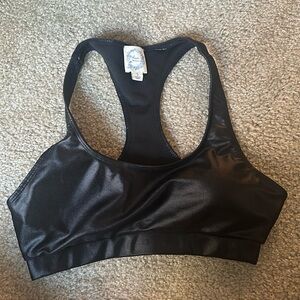 BLACK METALLIC SPORTS BRA